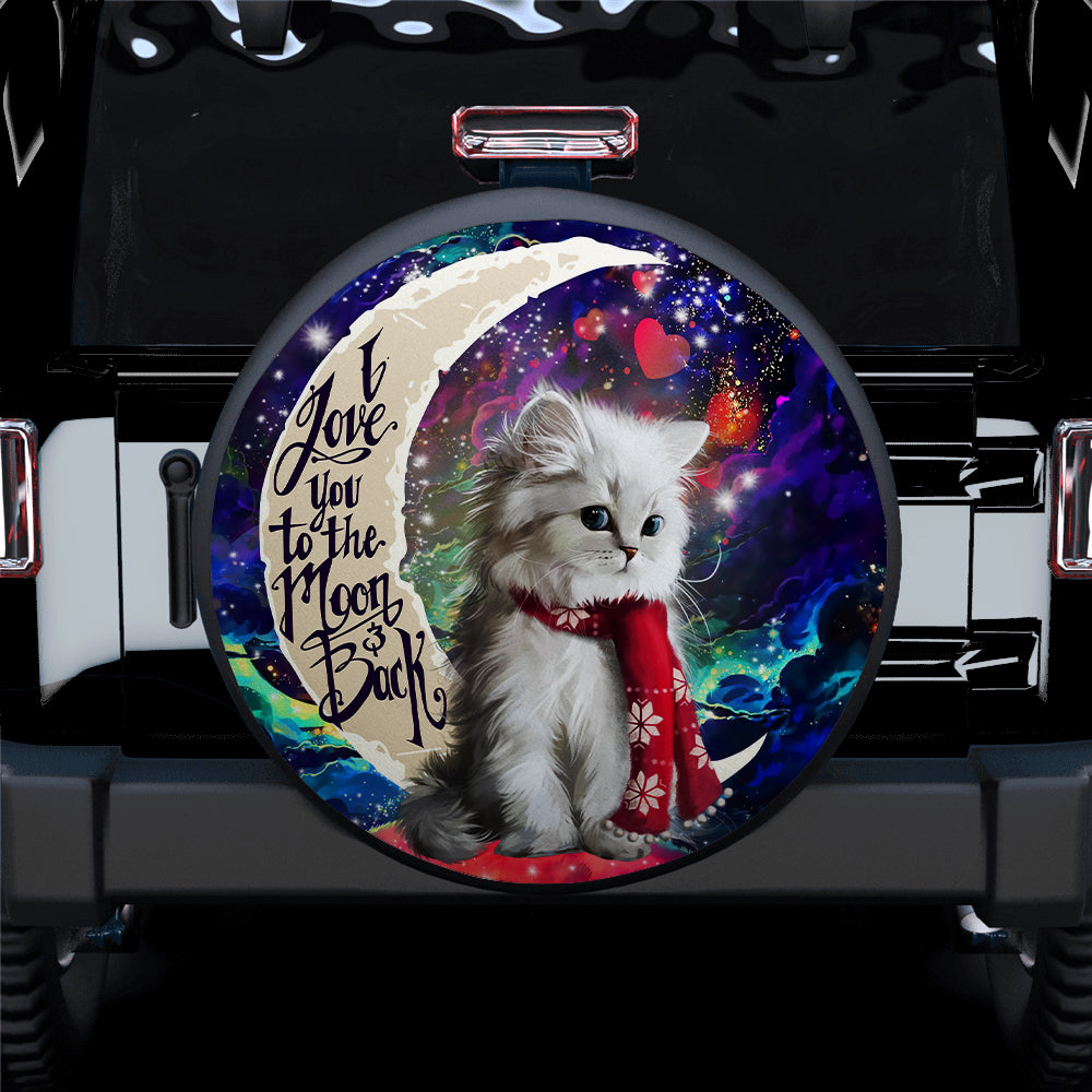 White Kitten Love You To The Moon Galaxy Car Spare Tire Cover