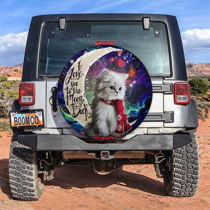 White Kitten Love You To The Moon Galaxy Car Spare Tire Cover