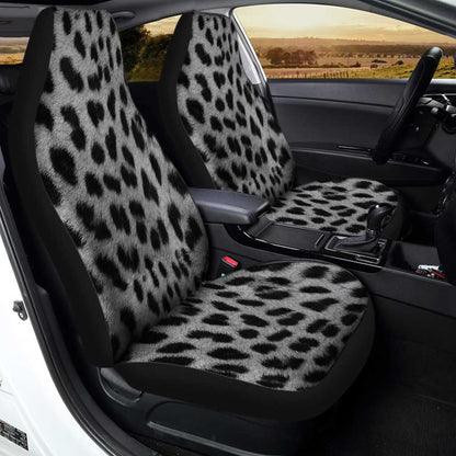 White Leopard Print Car Seat Covers Custom Animal Skin Pattern Print Car Accessories
