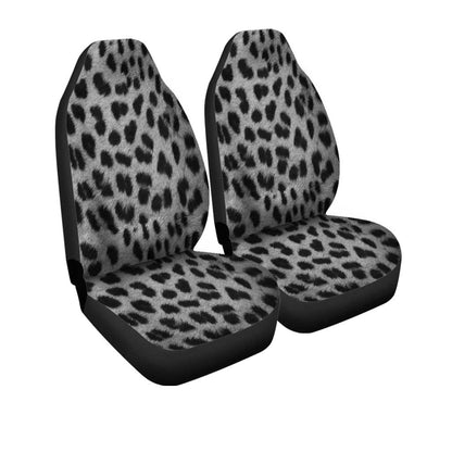White Leopard Print Car Seat Covers Custom Animal Skin Pattern Print Car Accessories