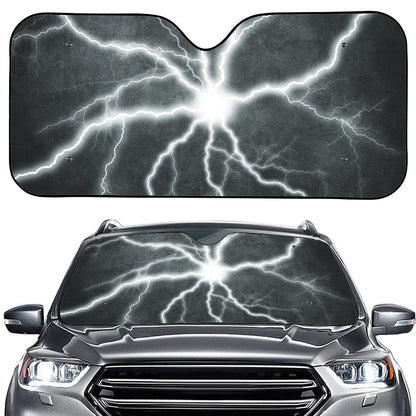 White Lightning Print Car Windshield Sun Shade