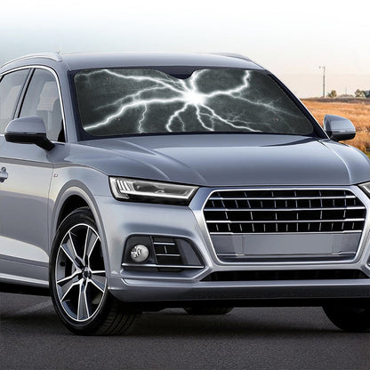 White Lightning Print Car Windshield Sun Shade