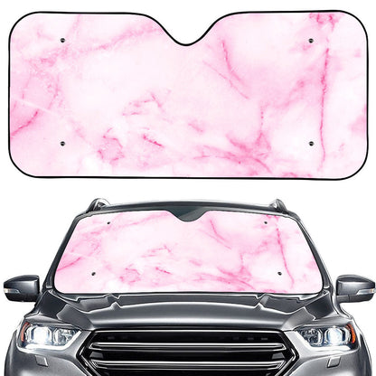 White Pink Marble Print Car Windshield Sun Shade