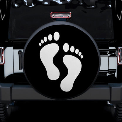 White Print Foot Jeep Car Spare Tire Cover