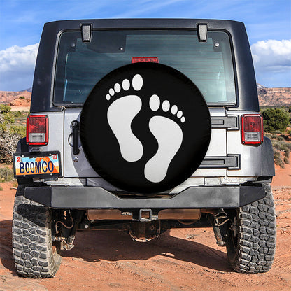 White Print Foot Jeep Car Spare Tire Cover