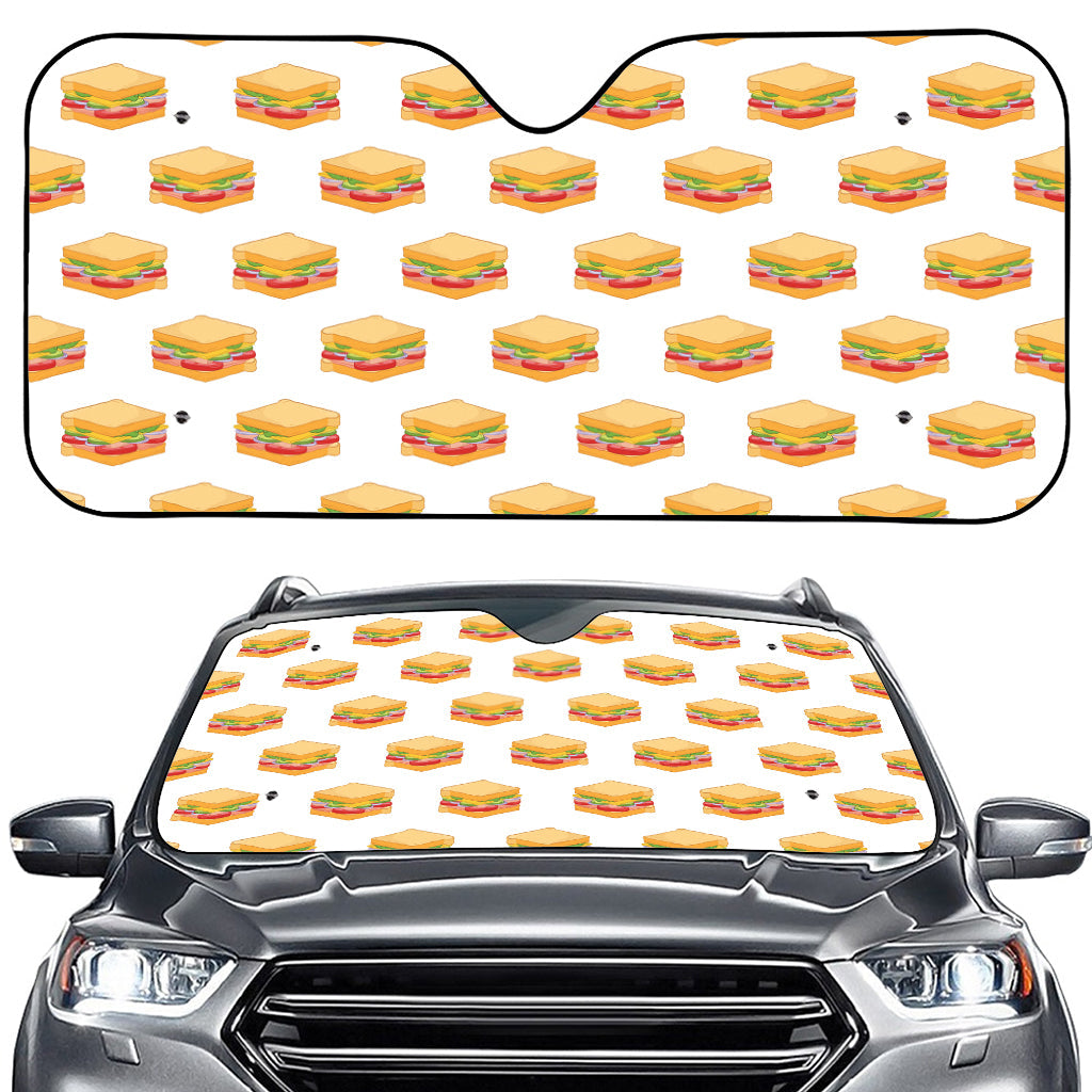 White Sandwiches Pattern Print Car Windshield Sun Shade