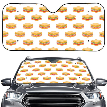 White Sandwiches Pattern Print Car Windshield Sun Shade
