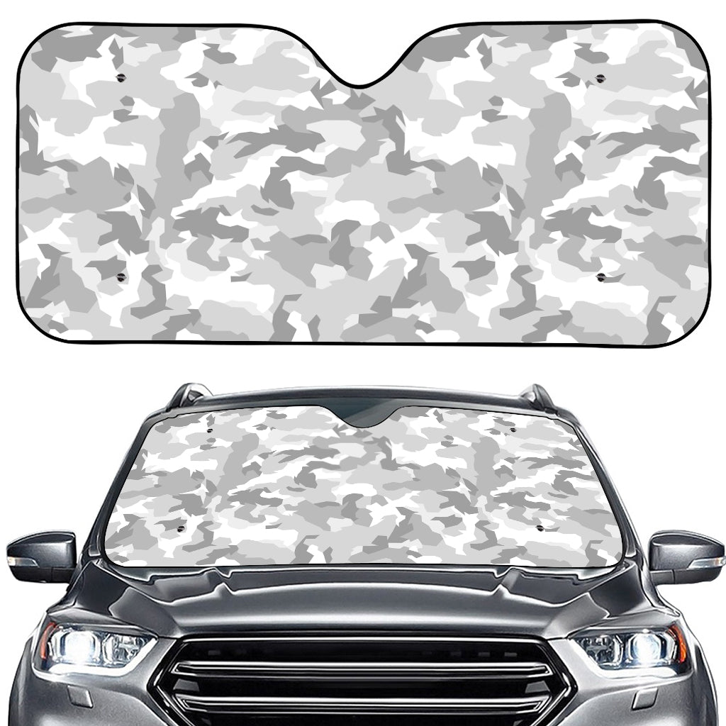 White Snow Camouflage Print Car Windshield Sun Shade