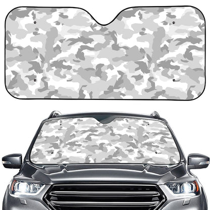 White Snow Camouflage Print Car Windshield Sun Shade