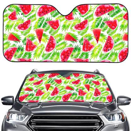 White Summer Watermelon Pattern Print Car Windshield Sun Shade