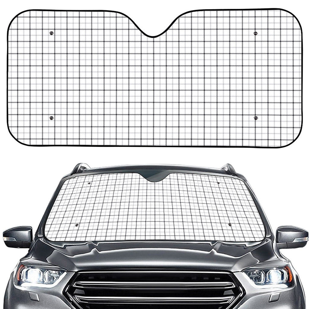 White Tattersall Pattern Print Car Windshield Sun Shade