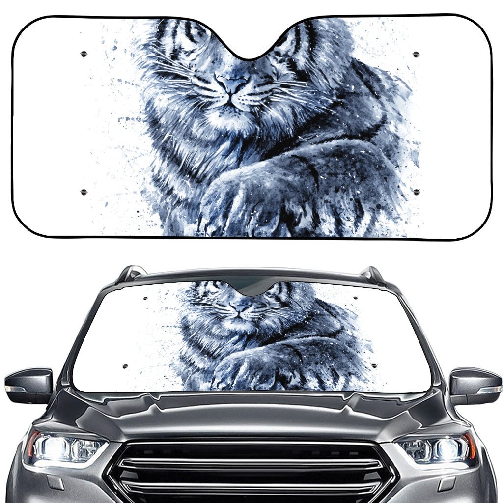 White Tiger Painting Print Car Windshield Sun Shade