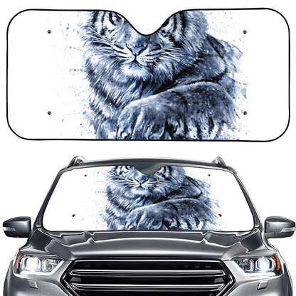 White Tiger Painting Print Car Windshield Sun Shade