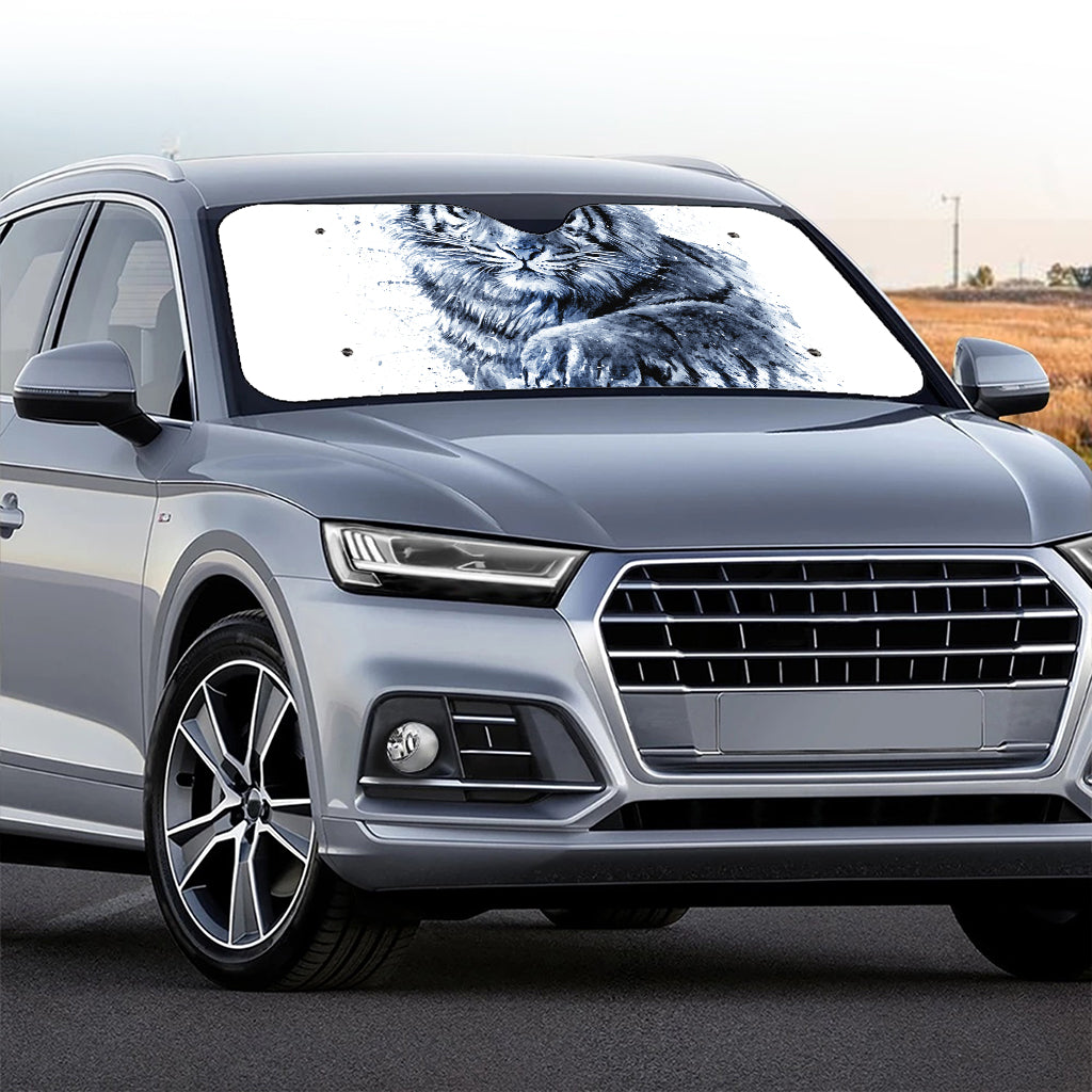 White Tiger Painting Print Car Windshield Sun Shade