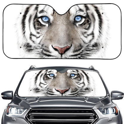 White Tiger Portrait Print Car Windshield Sun Shade