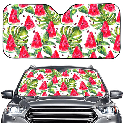 White Tropical Watermelon Pattern Print Car Windshield Sun Shade