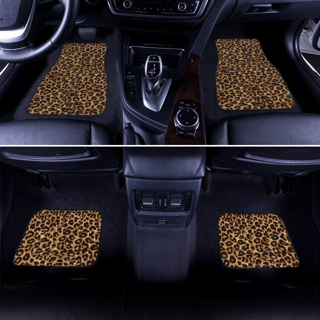 Wild Cheetah Skin Print Car Floor Mats Custom Brown Car Accessories