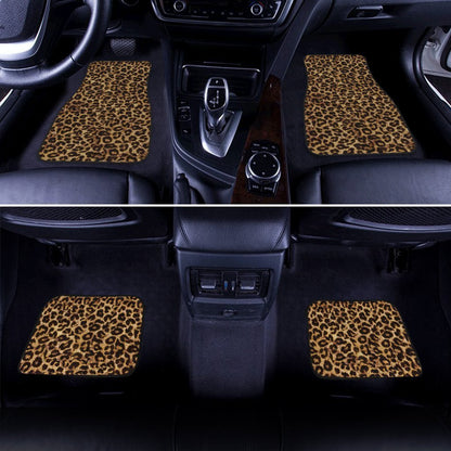 Wild Cheetah Skin Print Car Floor Mats Custom Brown Car Accessories