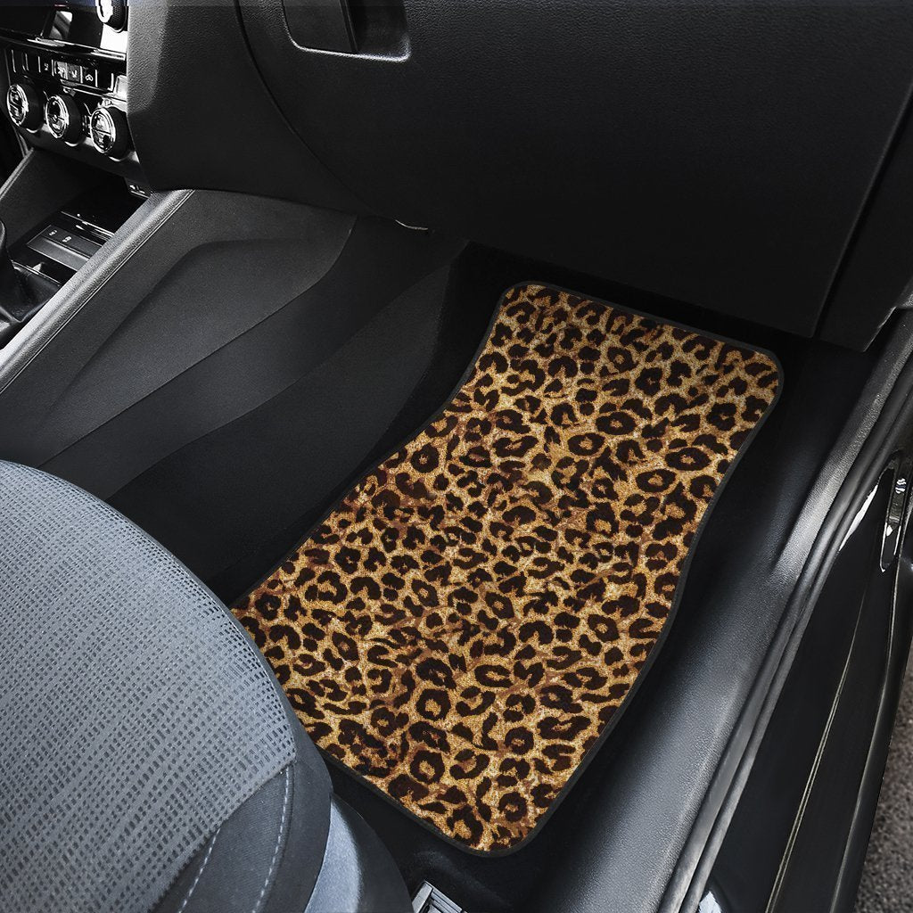 Wild Cheetah Skin Print Car Floor Mats Custom Brown Car Accessories