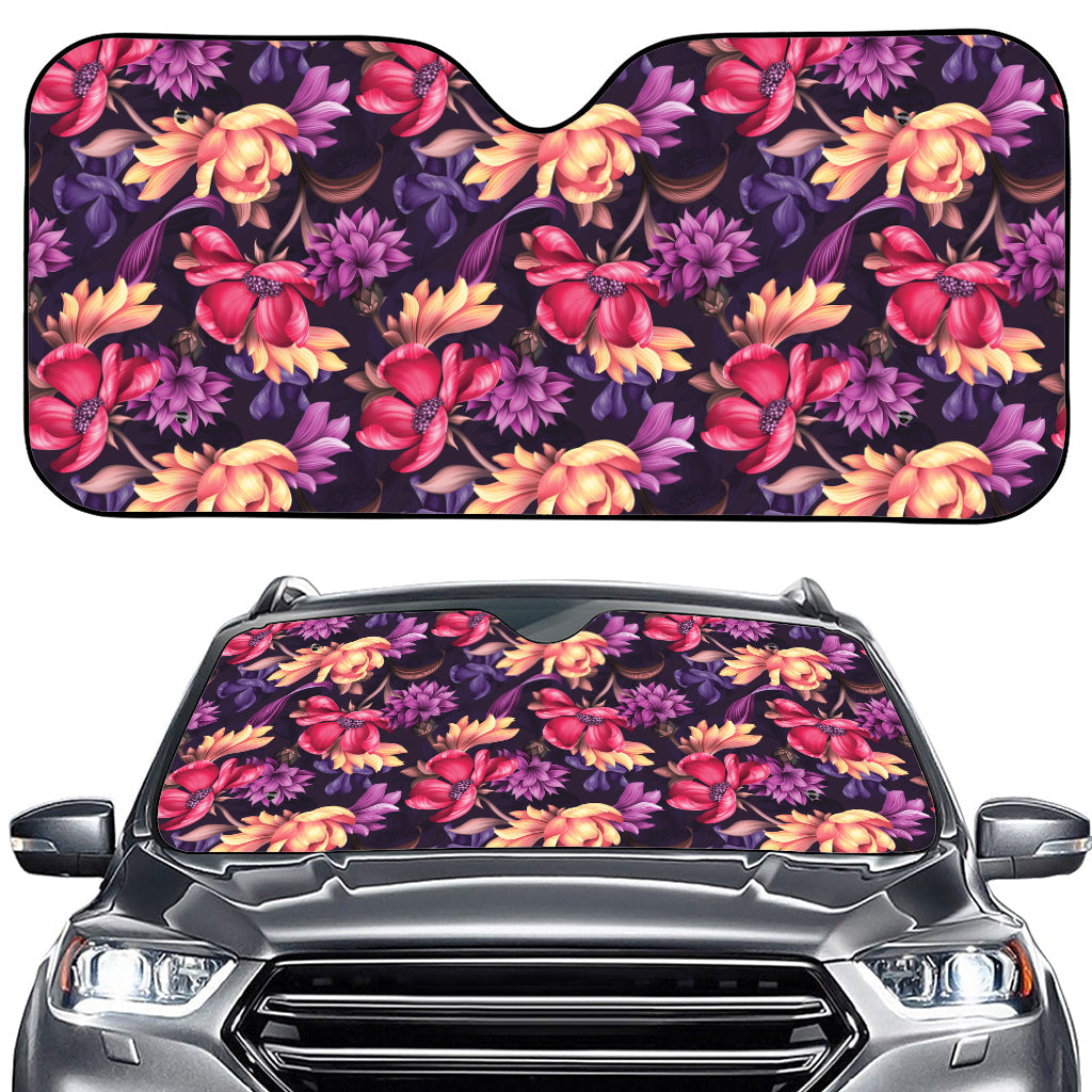 Wild Flower Print Car Windshield Sun Shade