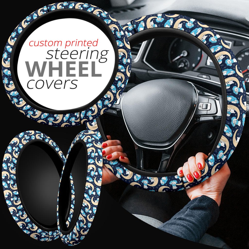 Winnie The Pood Moon Blue Premium Car Steering Wheel Cover
