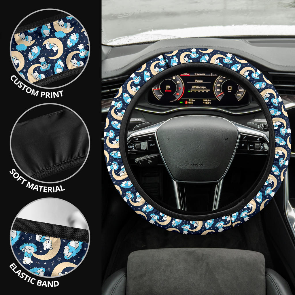Winnie The Pood Moon Blue Premium Car Steering Wheel Cover
