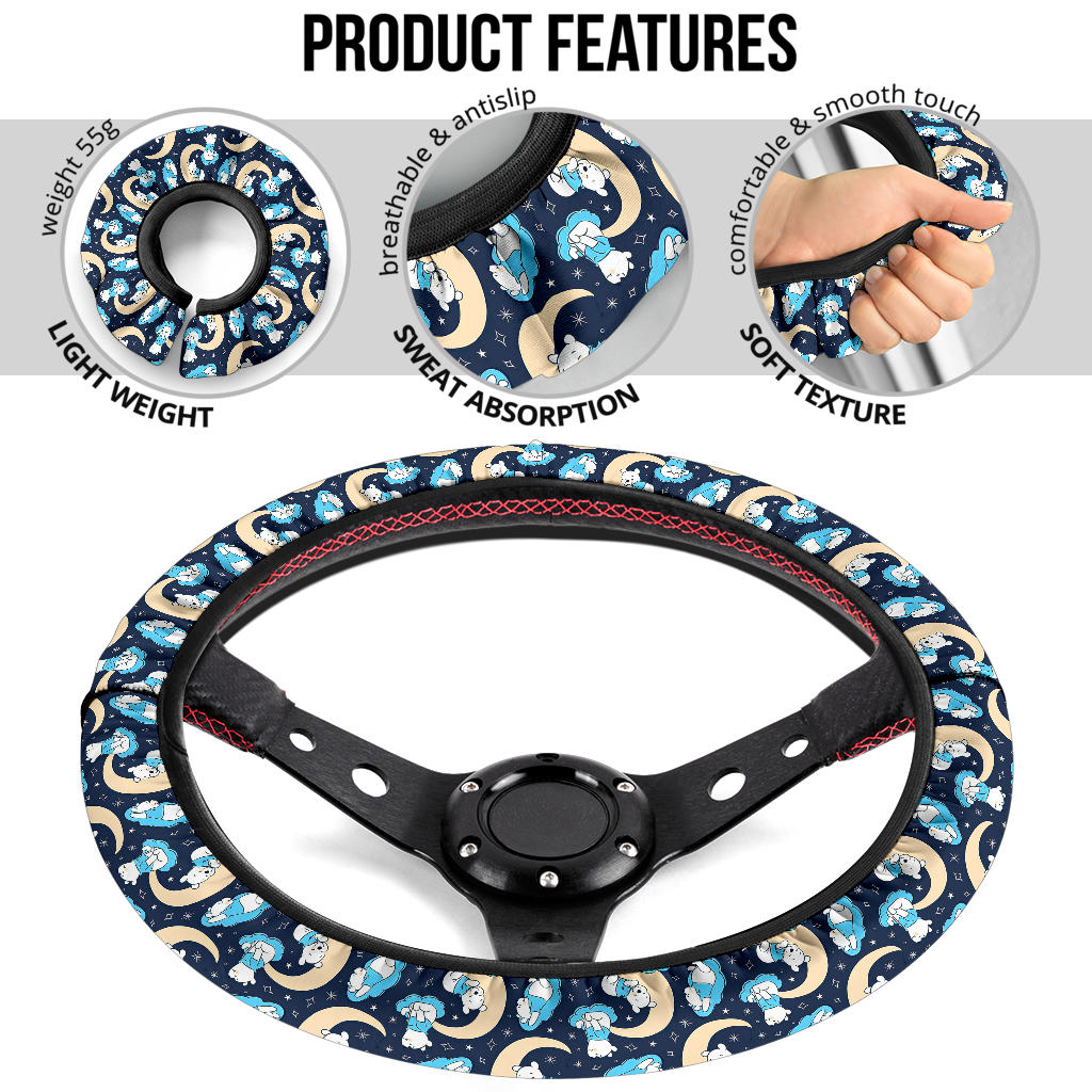 Winnie The Pood Moon Blue Premium Car Steering Wheel Cover