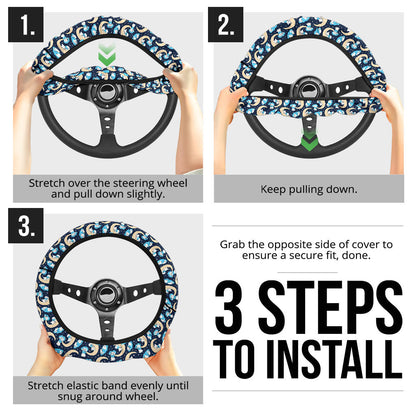 Winnie The Pood Moon Blue Premium Car Steering Wheel Cover