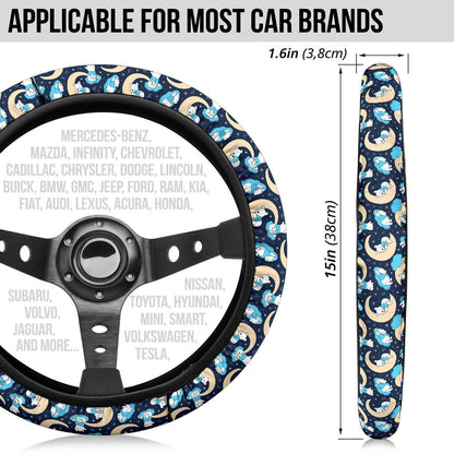 Winnie The Pood Moon Blue Premium Car Steering Wheel Cover