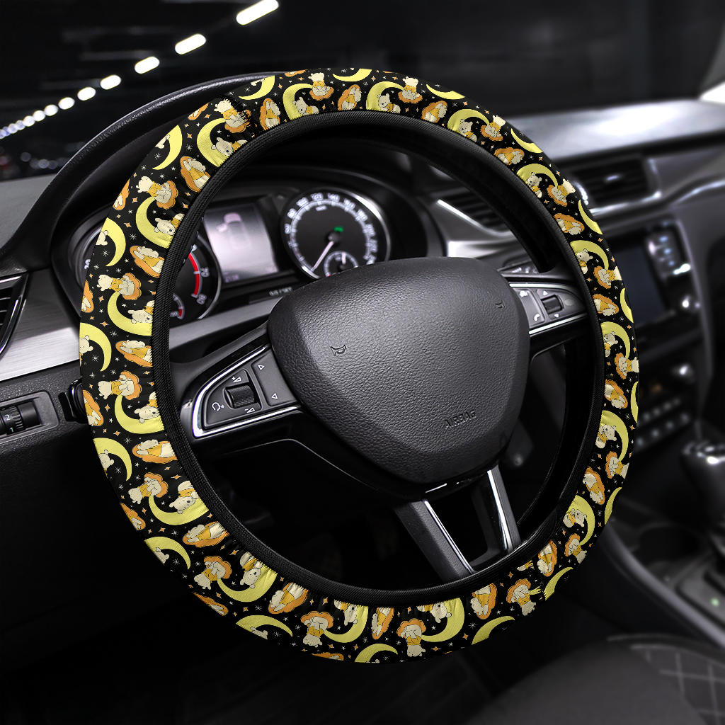Winnie The Pood Moon Yellow Premium Car Steering Wheel Cover