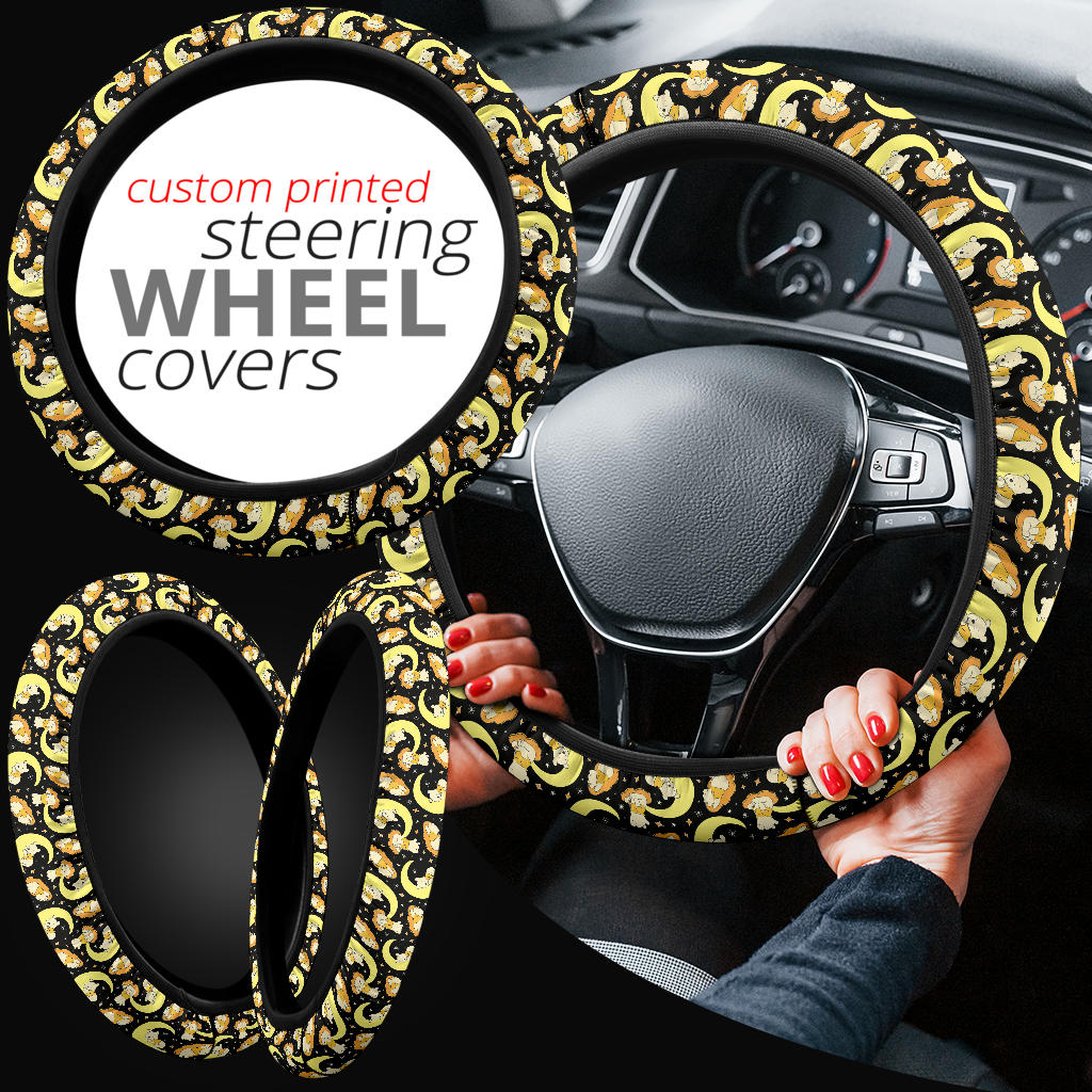 Winnie The Pood Moon Yellow Premium Car Steering Wheel Cover