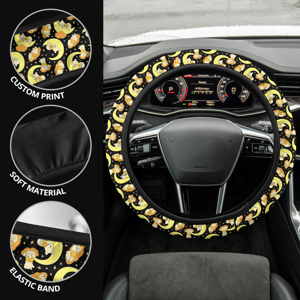 Winnie The Pood Moon Yellow Premium Car Steering Wheel Cover