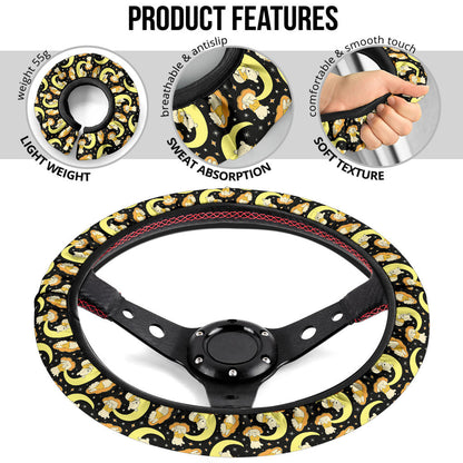 Winnie The Pood Moon Yellow Premium Car Steering Wheel Cover