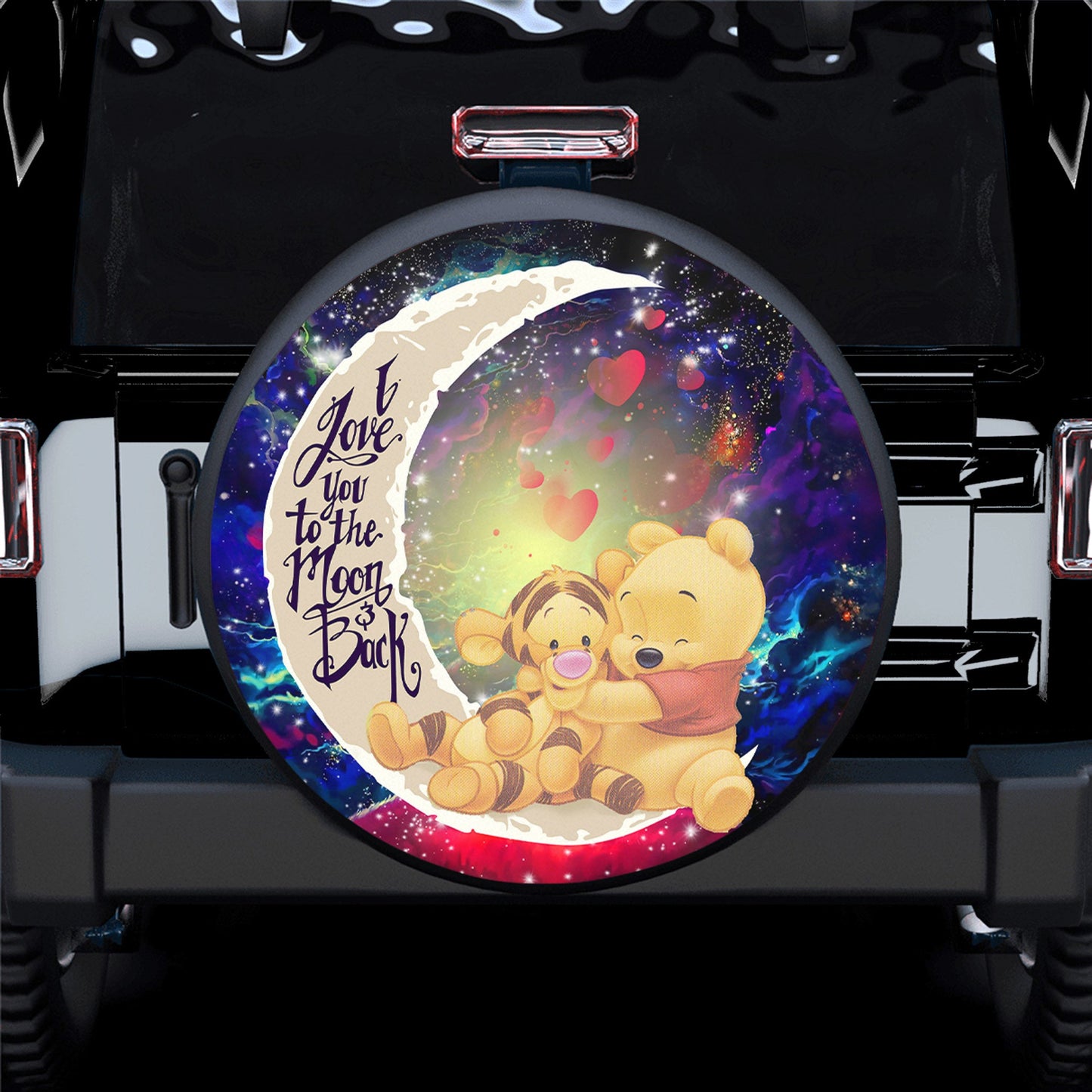 Winnie The Pooh Love You To The Moon Galaxy Spare Tire Cover