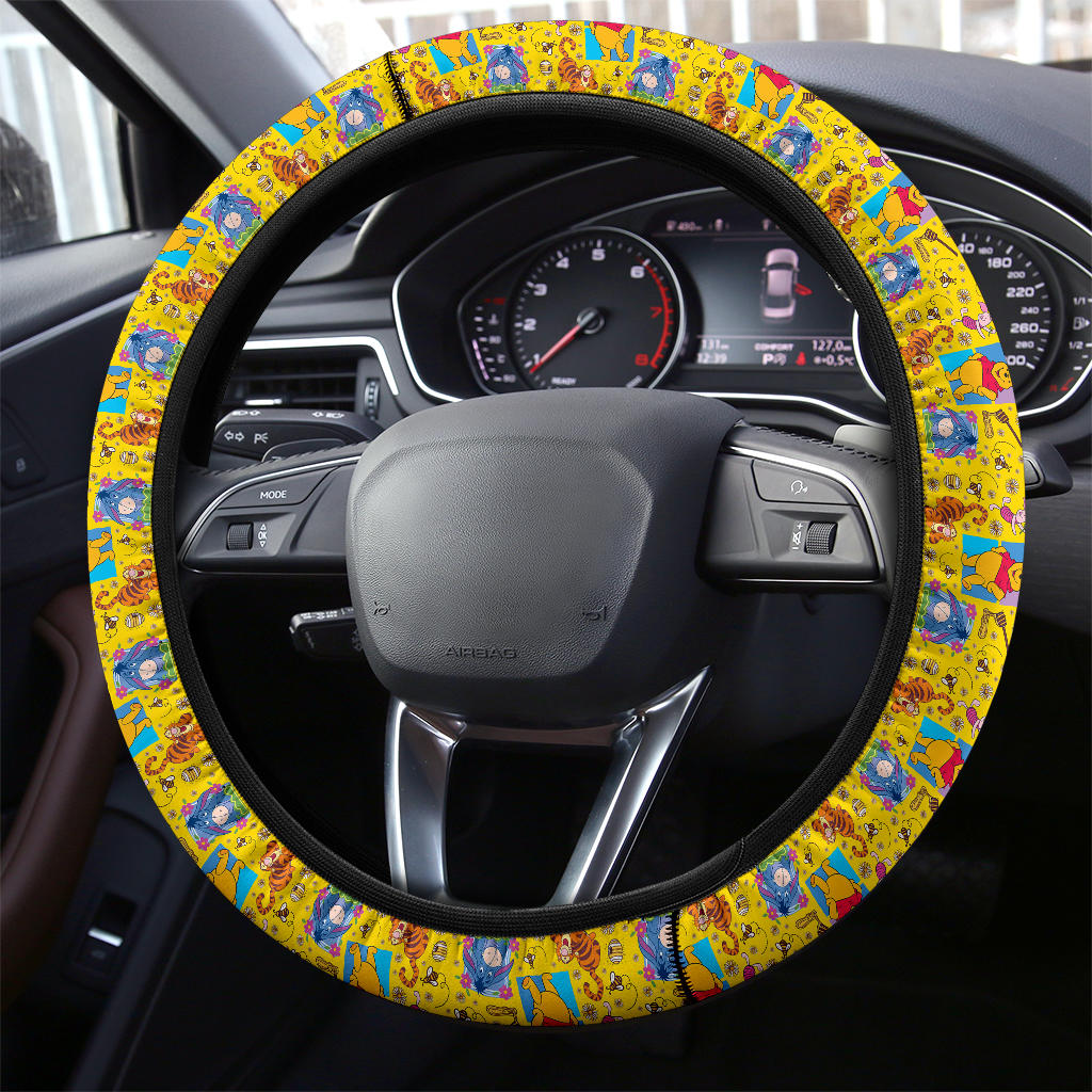 Winnie The Pooh Print Christmas Premium Custom Car Steering Wheel Cover