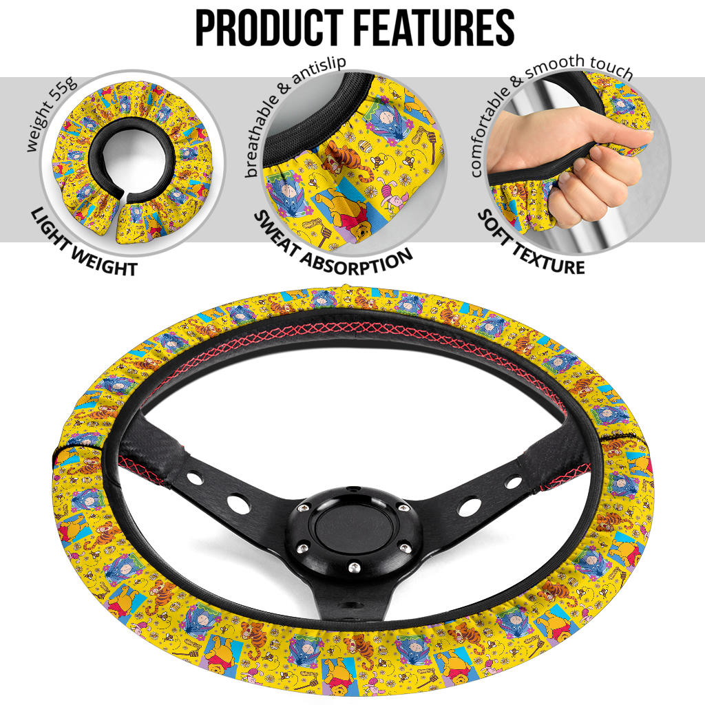 Winnie The Pooh Print Christmas Premium Custom Car Steering Wheel Cover