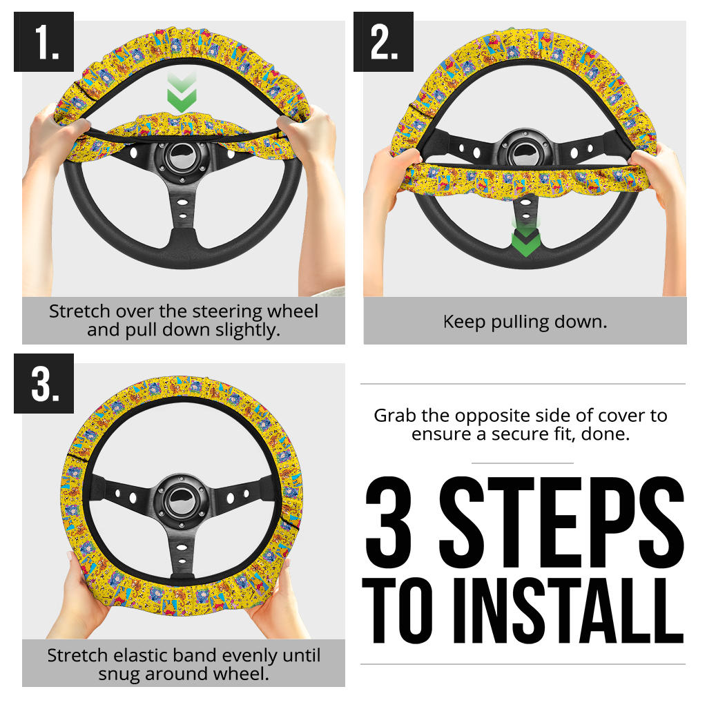 Winnie The Pooh Print Christmas Premium Custom Car Steering Wheel Cover