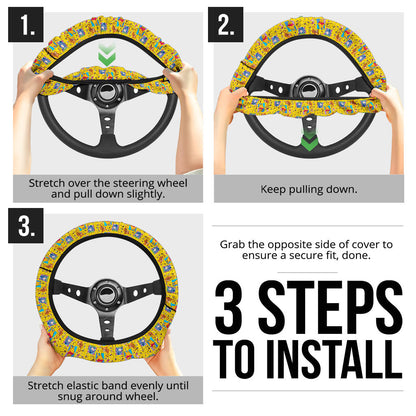 Winnie The Pooh Print Christmas Premium Custom Car Steering Wheel Cover