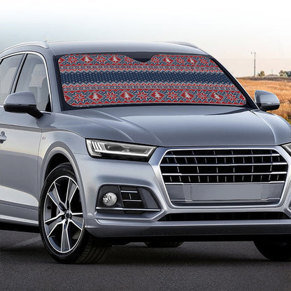 Winter Holiday Knitted Pattern Print Car Windshield Sun Shade