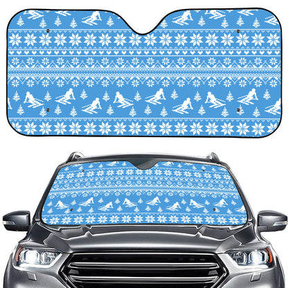Winter Ski Knitting Pattern Print Car Windshield Sun Shade