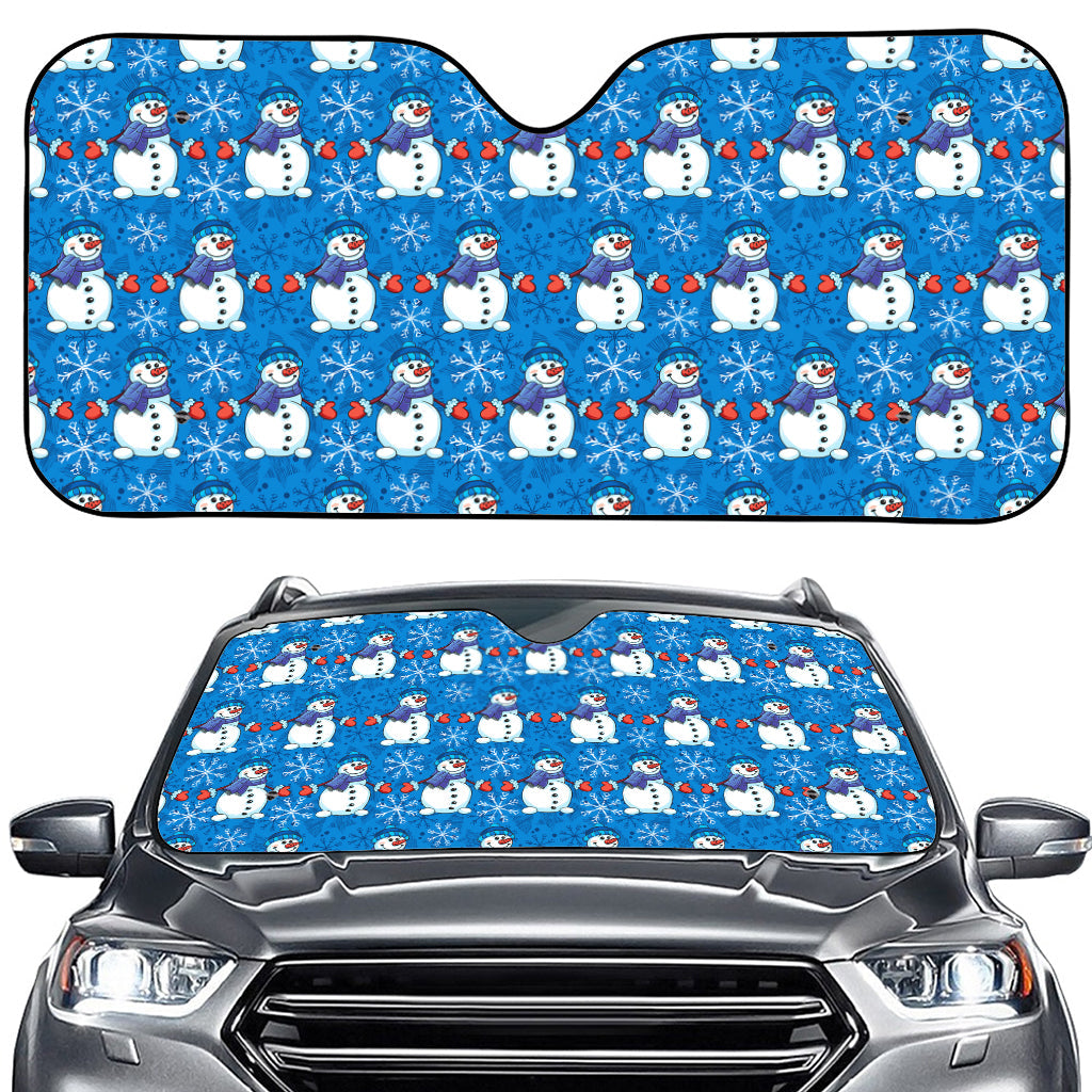 Winter Snowman Pattern Print Car Windshield Sun Shade
