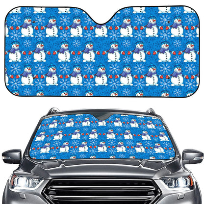 Winter Snowman Pattern Print Car Windshield Sun Shade