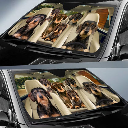 Wirehaired Dachshund Car All Over Printed 3D Sun Shade