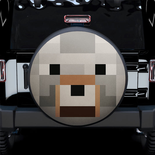 Wolf Face Pixel Jeep Car Spare Tire Cover