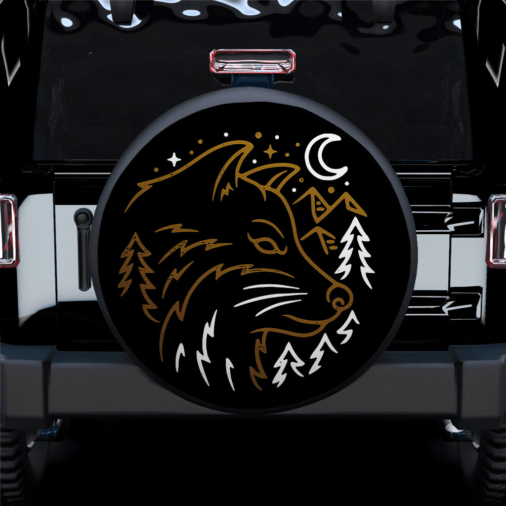 Wolf Mountains Night Jeep Car Spare Tire Cover