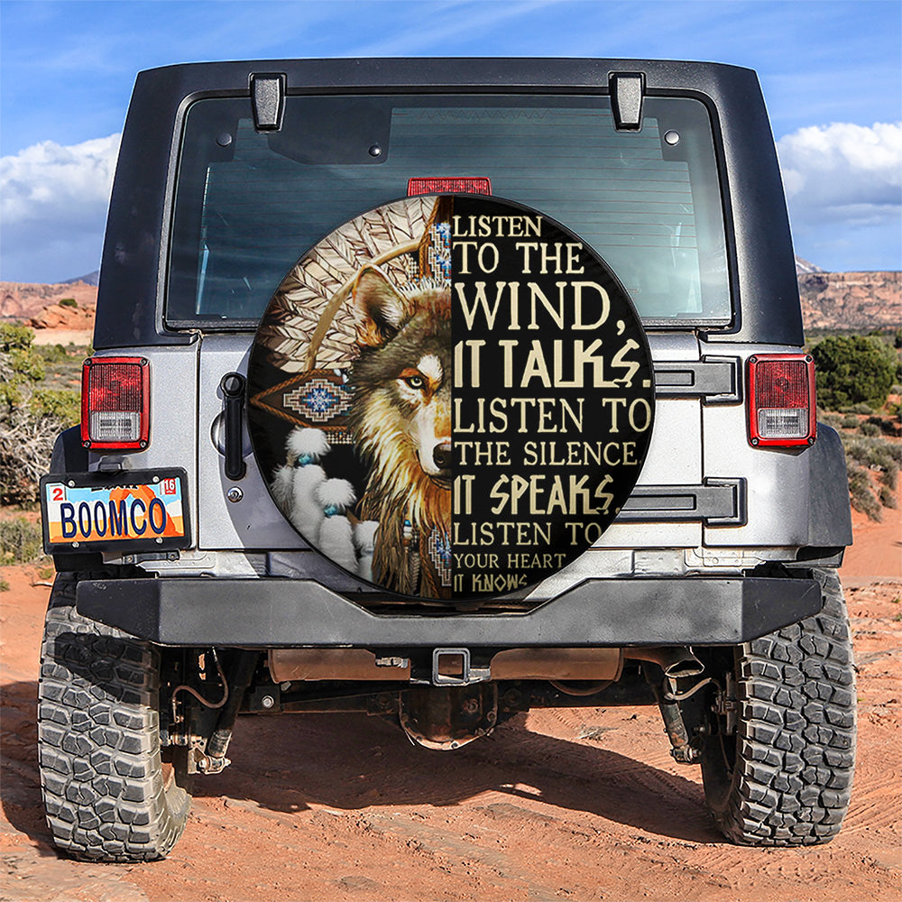 Wolf Native American Car Spare Tire Cover