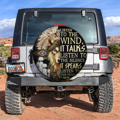 Wolf Native American Car Spare Tire Cover