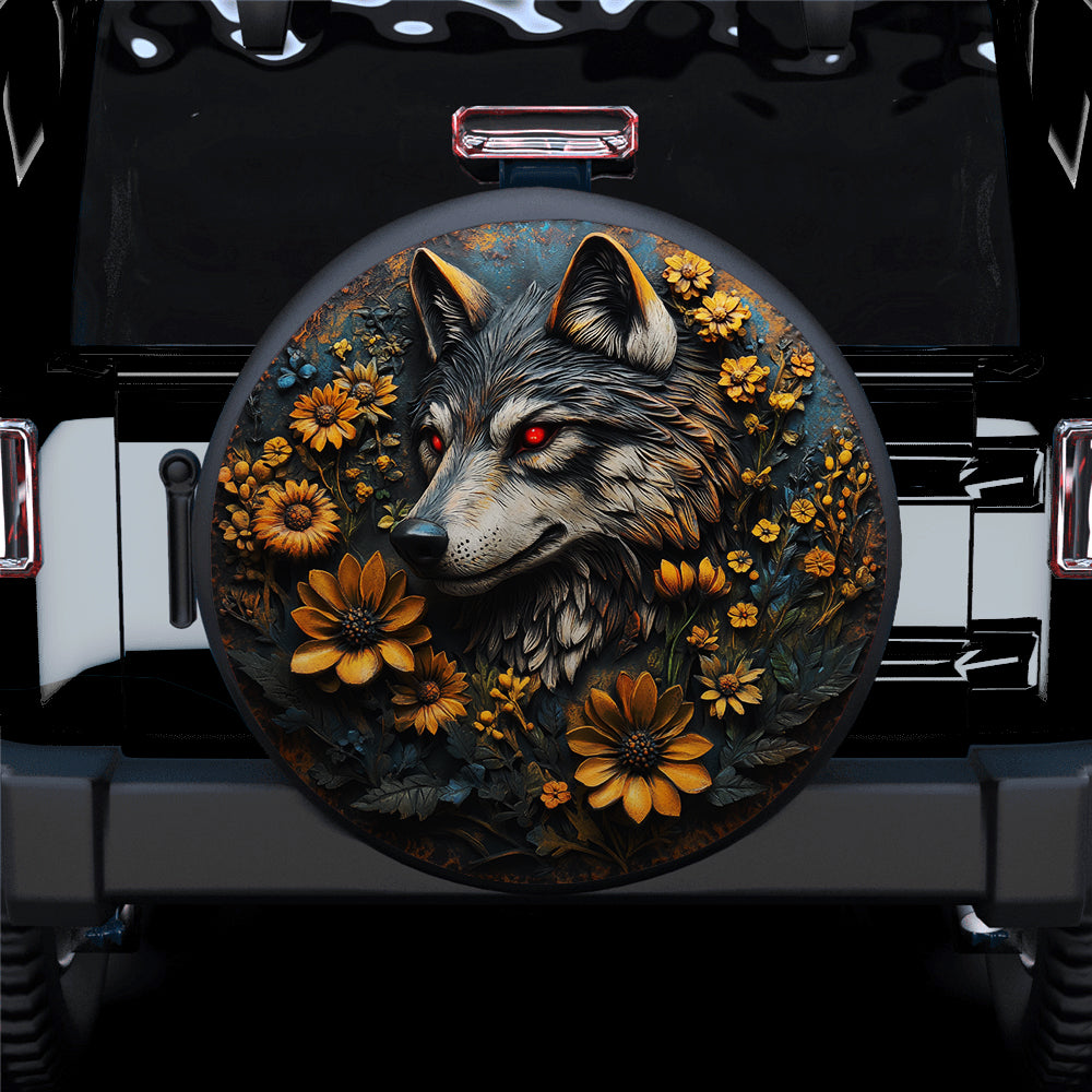 Wolf Vintage Metal Plate Car Spare Tire Cover