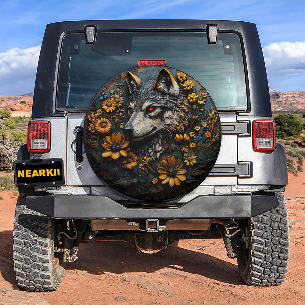 Wolf Vintage Metal Plate Car Spare Tire Cover