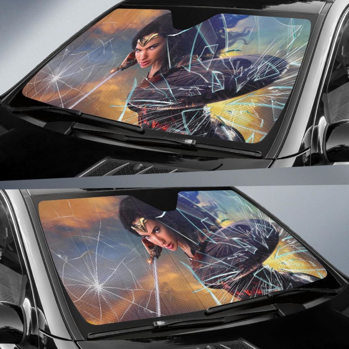Wonder Woman Car Auto Sun Shade Broken Windshield Funny Universal Fit 174503
